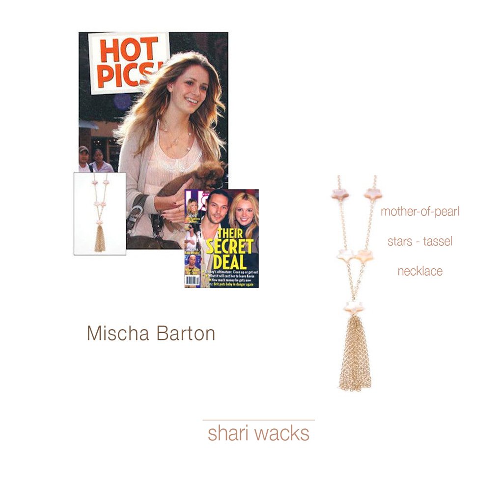 Mischa Barton US Magazine Wearing Original Designer, Shari Wacks' Mother-of-Pearl Star TasselNecklace