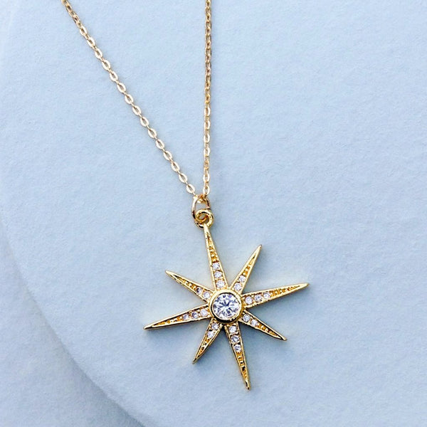 Crystal - Starburst CZ Lock Pendant Necklace – Abrau Jewelry