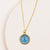 blueberry quartz circular gold pendant minimalist chain necklace