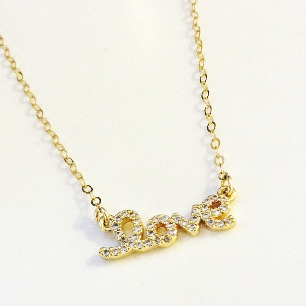 gold crystal cubic zirconia love gold valentine neckalce