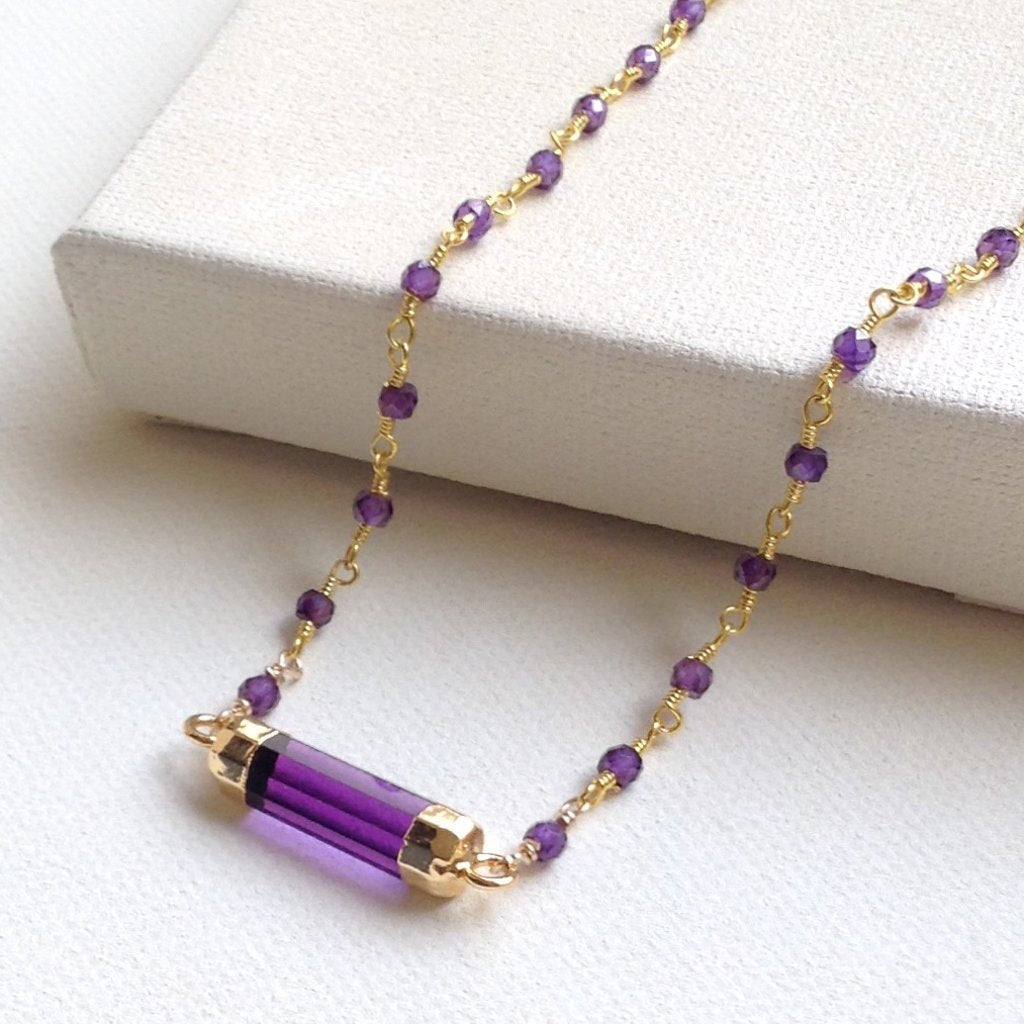 amethyst pendant gold necklace