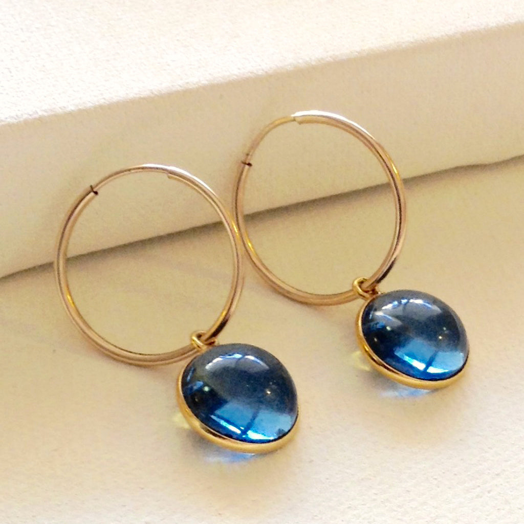 blueberry quartz circle gold hoop trendy earring