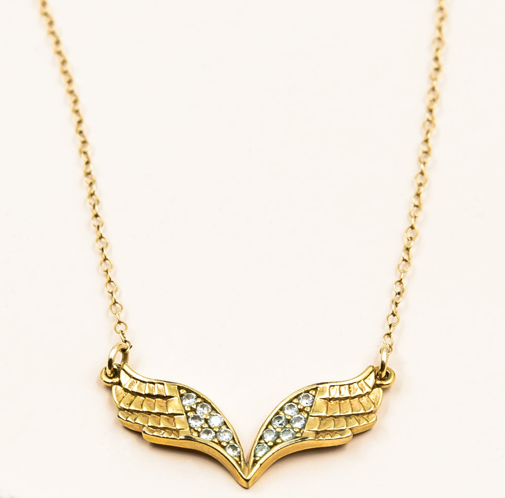 Angel Wing Birthstone Necklace – Gilded Sapphire