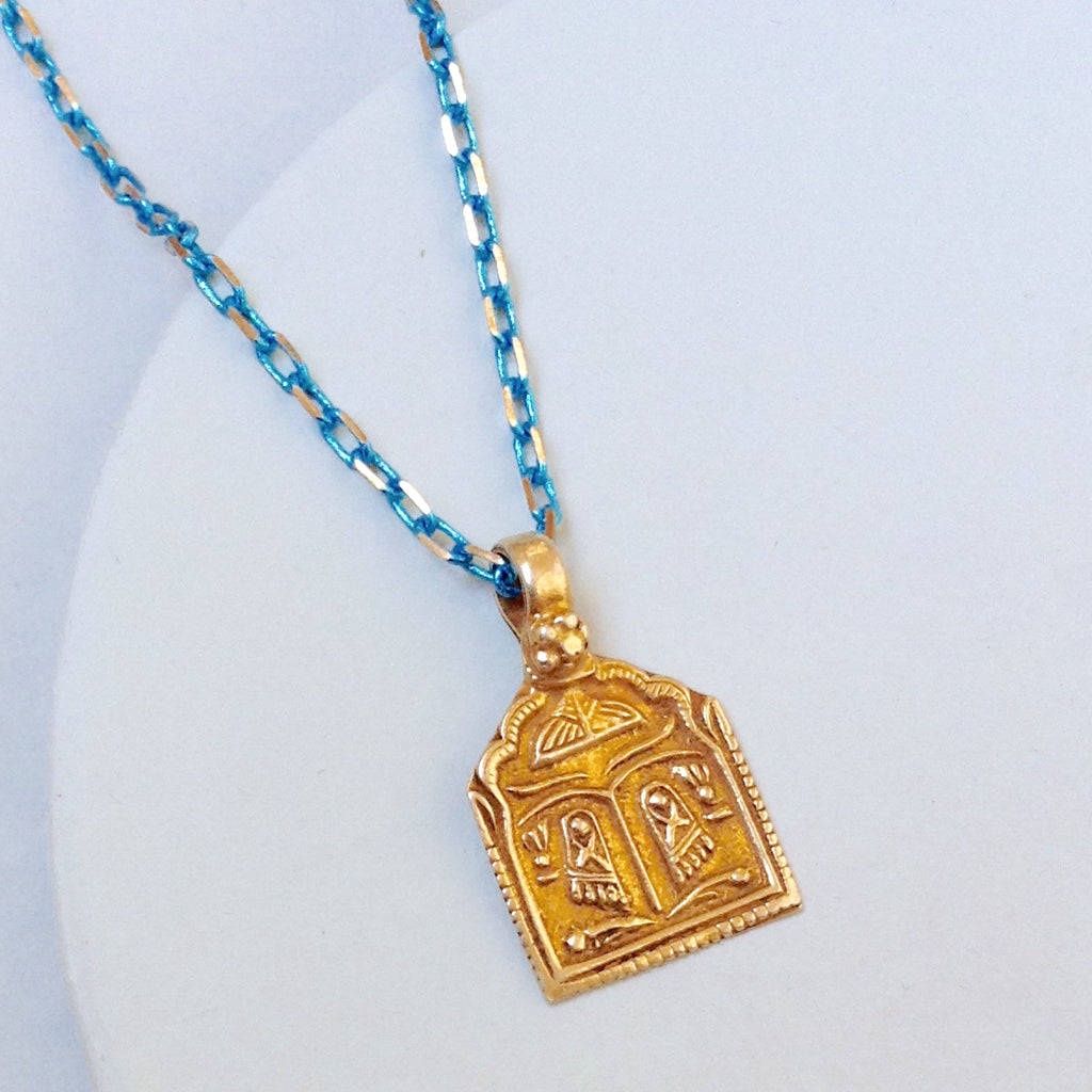 gold angel indin pendant turquoise chain trendy necklace