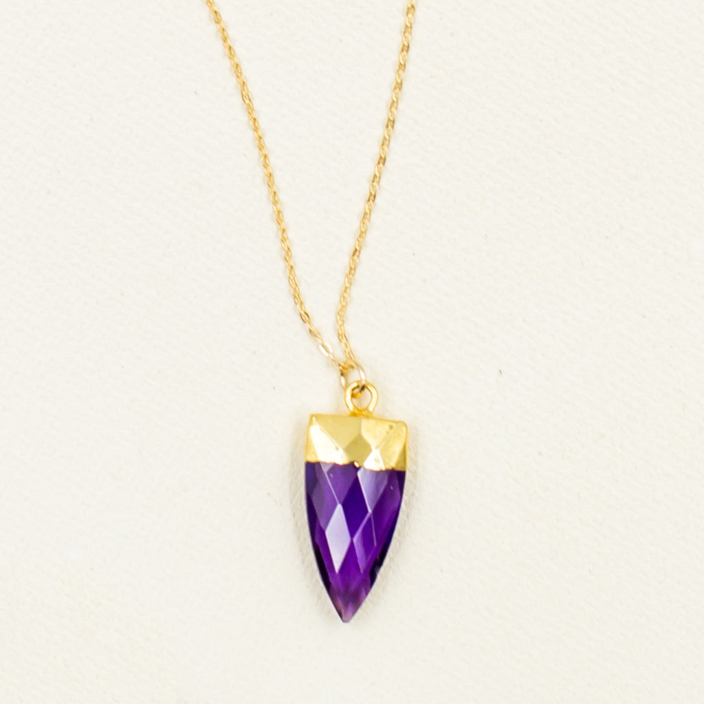 amethyst with gold pendant chain necklace