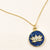 lotus cobalt blue flower cubic zirconia gold enlightenment pendant yoga spiritual necklace