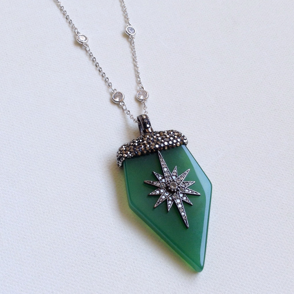 Green Onyx Vintage Inspired Necklace