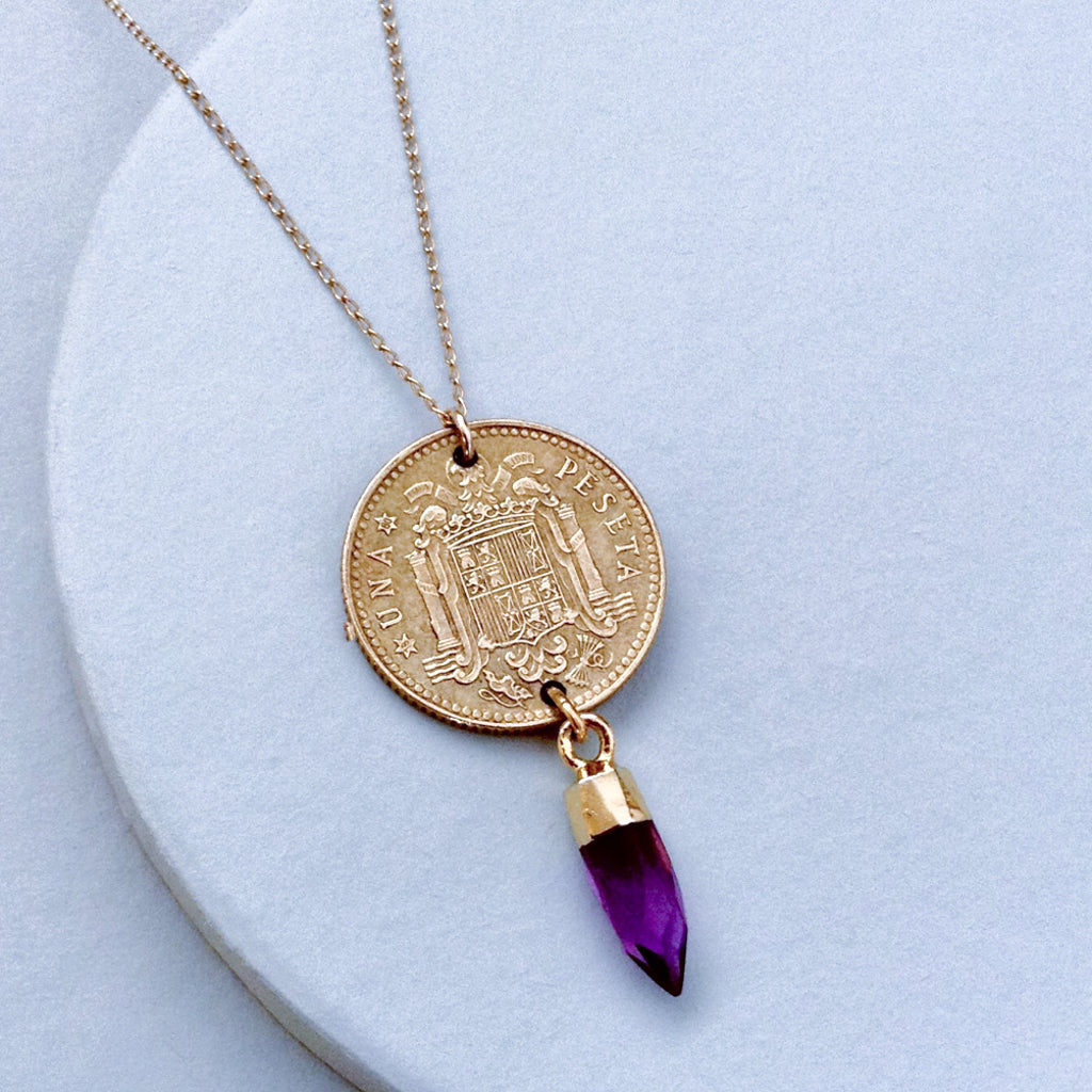 antique vintage spanish coin gold pendant necklace