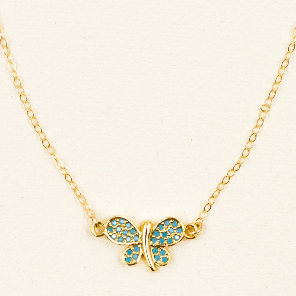 Pretty Blue Butterfly Necklace