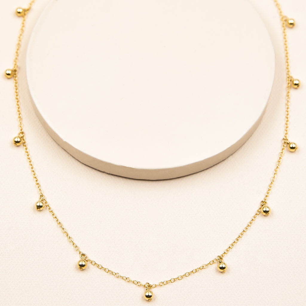 Gold Bead Dangle Necklace